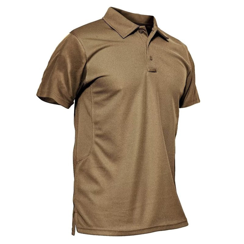 MAGCOMSEN Mens Polo Shirts Short Sleeve Golf Work Casual Quick Dry Breathable Summer Shirt Brown S