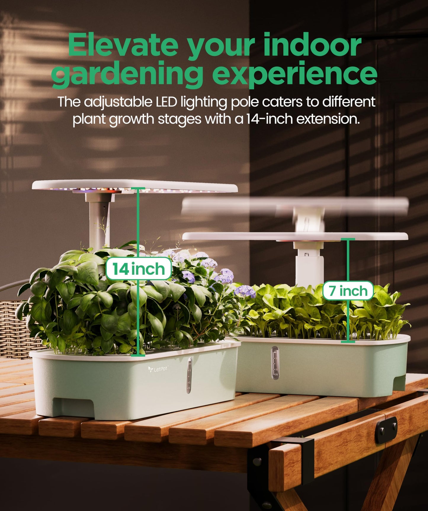 LetPot LPH-Air Hydroponics Growing System Kits, APP & WiFi Controlled Smart Indoor Garden with 24W Grow Light Full Spectrum, 10 Pods Planter Indoor Gardening for Gifts, Kitchen, Vegetable (Green)