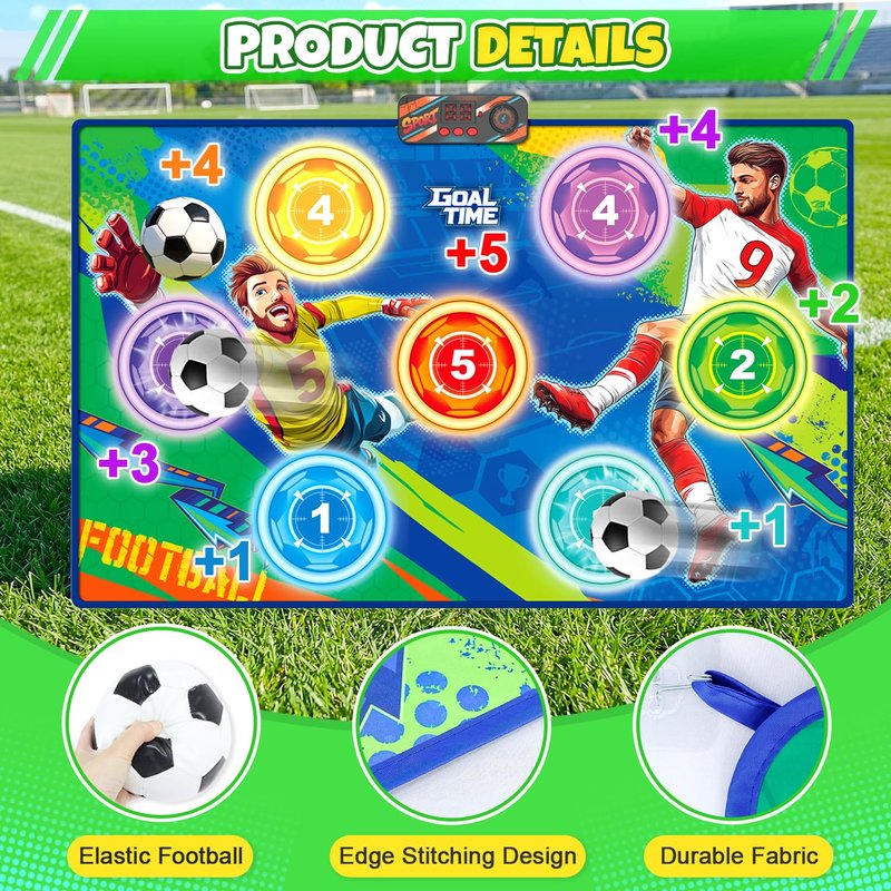 Electronic Soccer Game Toy Set for Kids, Soccer Trainer, Soccer Ball Game Outdoor Indoor Soccer Training Game with Scoring, 2 Soccer & 3 Modes, Soccer Robot Toys Gifts for 3-12 Years Old Boys Girls