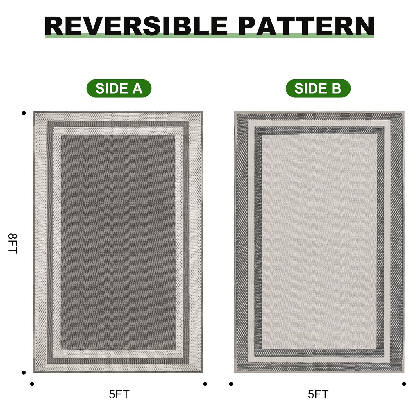 RURALITY Outdoor Rugs 5x8 Waterproof for Patios Clearance,Plastic Straw Mats for Backyard,Porch,Deck,Balcony,Coffee&Beige