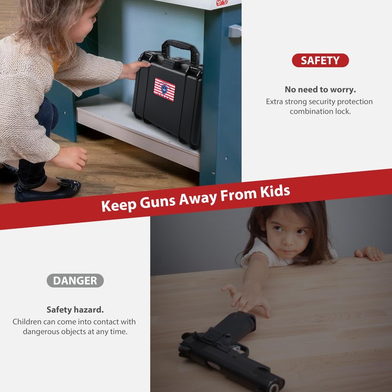 Kinghardcase TSA Gun Case for Handgun, TSA Approved Firearm Travel Case, Waterproof & Shock Proof Lockable handgun case, 10.6”*8.8”*4” Inches 9mm Pistol Case Hard Shell