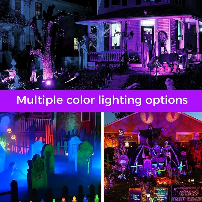 Christmas Halloween Spotlight Outdoor RGB Spot Lights, 12W Color Changing Landscape Lights for Yard Patio Garden Pathway Decor 120V Waterproof Landscape Spotlights with Remote(4 Pack)