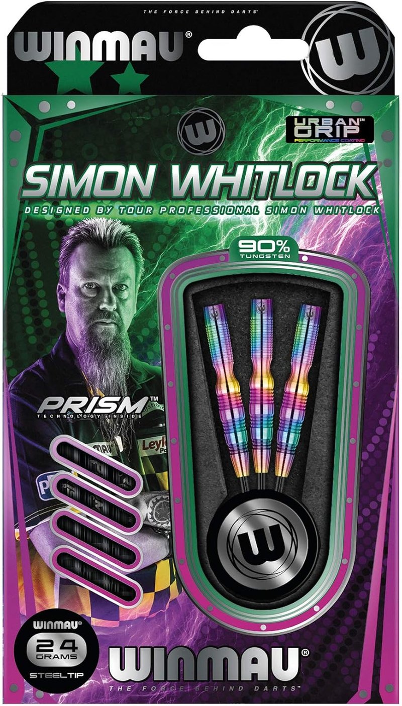 Simon Whitlock Tungsten Steeltip Darts Set - Urban Grip with Flights & Shafts | Perfect for Precision Play
