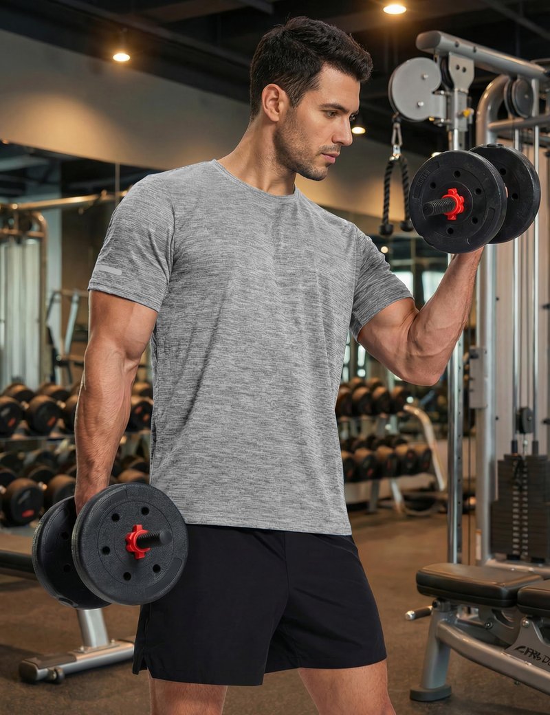 MAGCOMSEN Men's Athletic Running T-Shirts Quick Dry Workout Shirts Short Sleeve Sports Gym Activewear Light Grey, XL