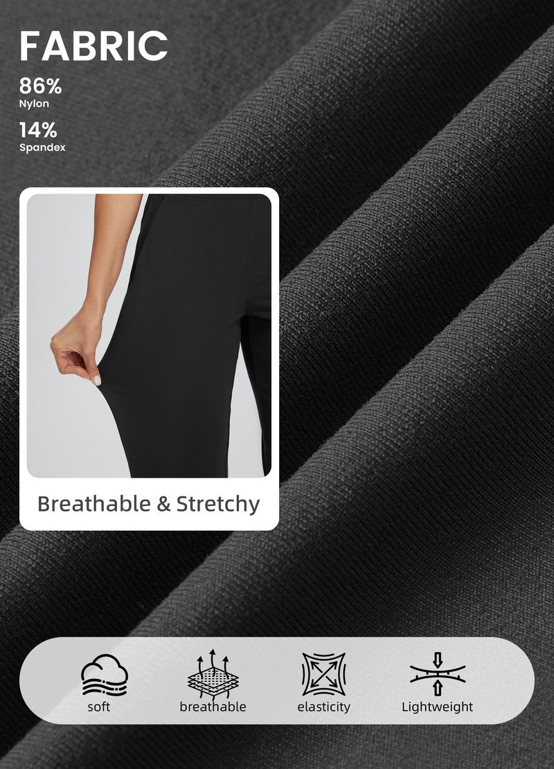Libin Womens Casual Travel Pants Stretchy Golf Ankle Pants 7/8 Dress Pant Slacks Athletic Workout Sweatpants with 4 Pockets Black L