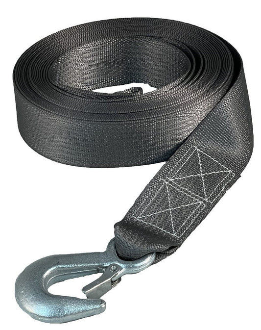 Cajun Tie Downs Boat Winch Strap with Hook —, 2", 5,000 lb, Galvanized Hook, Bolt Loop, Fits Any 2" Reel, Made in USA, 16 ft