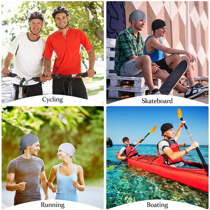 6 Pieces Do Rags Sweat Wicking Beanie Cooling Durags Skull Cap Motorcycle Head Wrap Bandana for Men Women (Black, White, Gray,Simple Style)