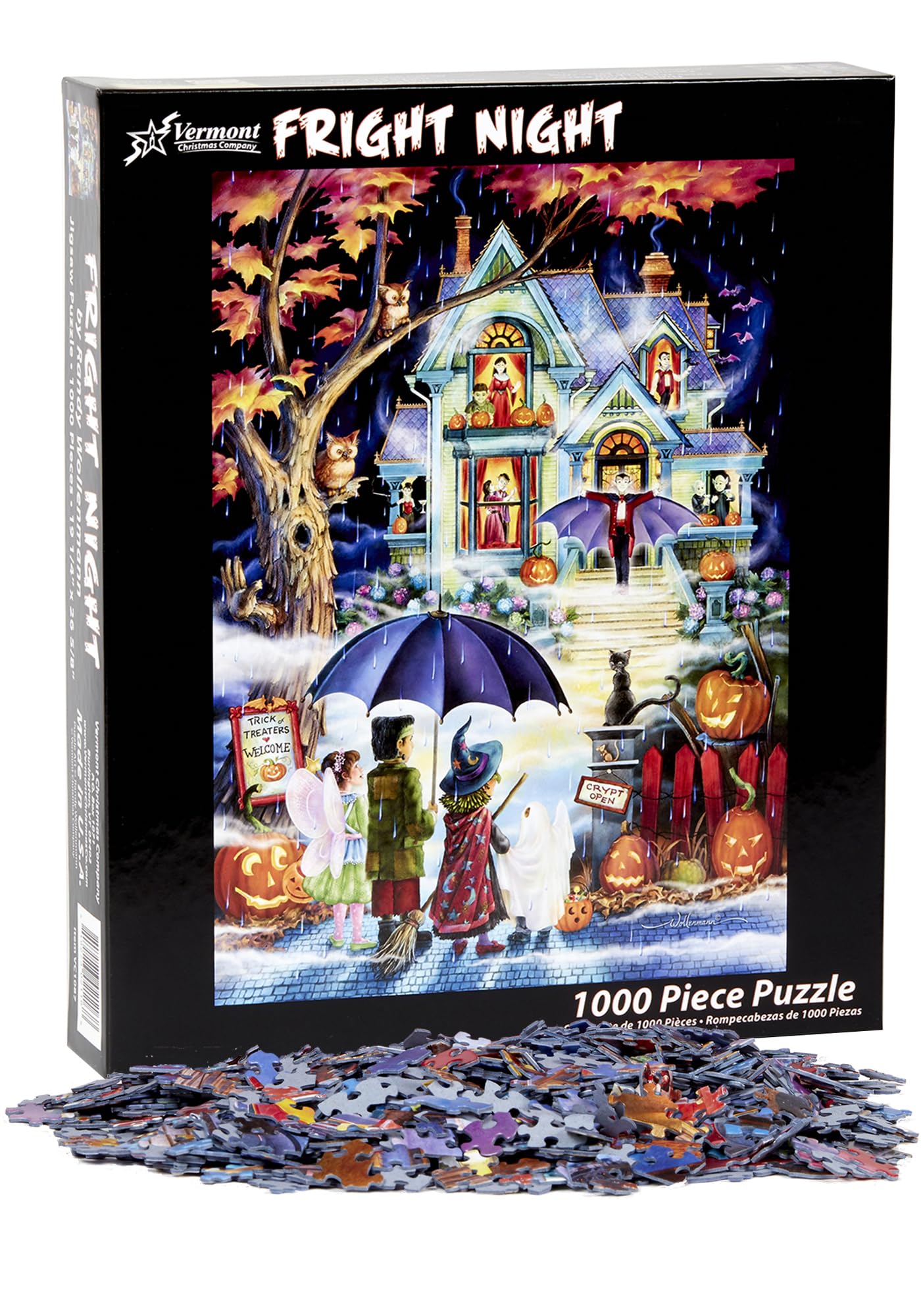 Halloween Puzzle - 1000 Pieces Jigsaw for Adults, Haunted House Vampire Design, Durable Construction, Stress Relieving Activity with Missing Piece Guarantee - VCC Quality Halloween Puzzles