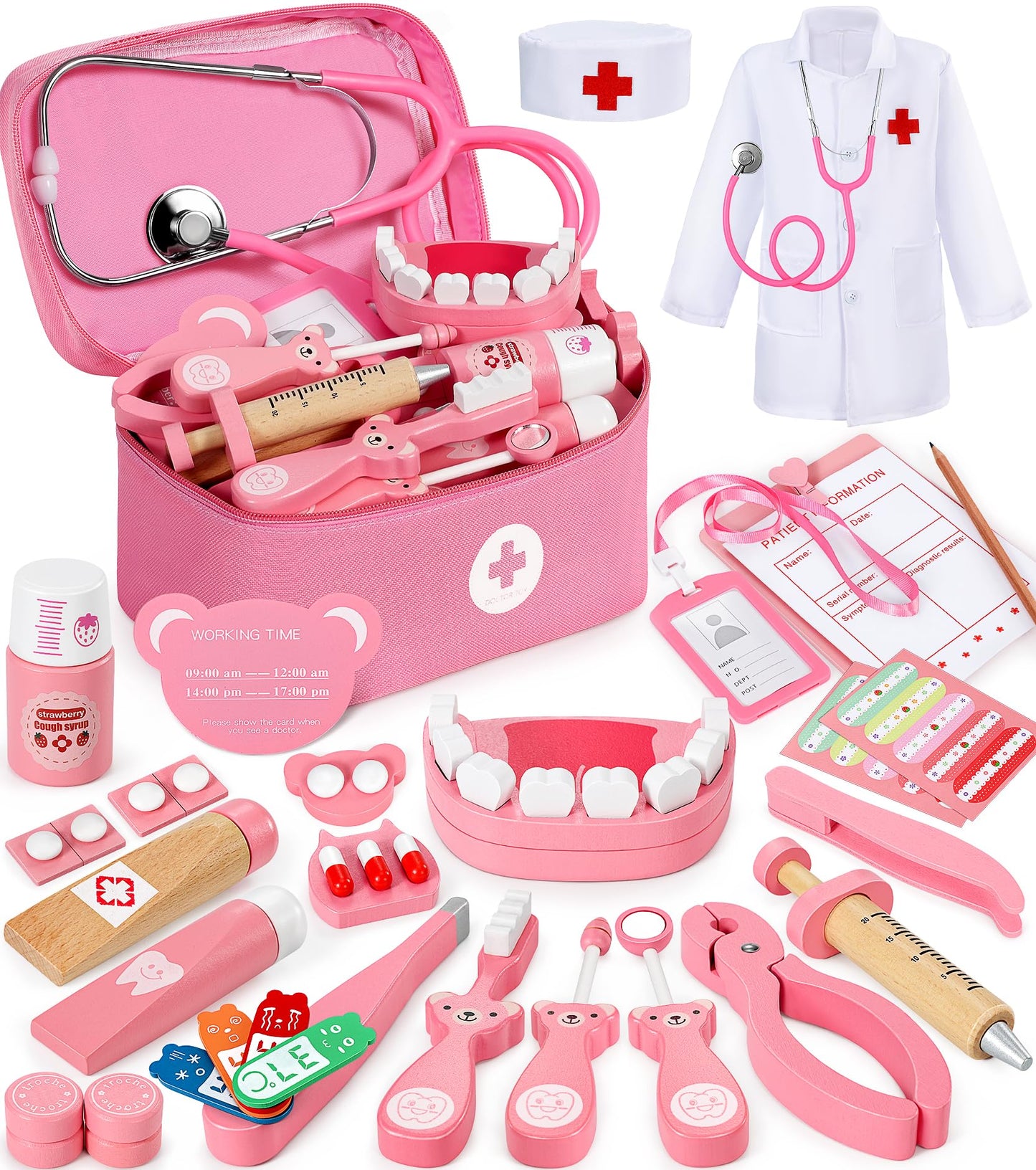 Ophy Doctors Set for Kids, 40-Piece Kids Doctors Sets for 3+ Year Old Boys and Girls Pretend Medical Playset with High simulation Stethoscope Educational Toys Dentist Toys Gifts for 3+ Toddler