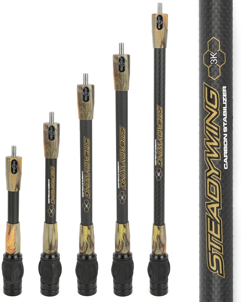 Archery Bow Stabilizer - Carbon Fiber Balance Bar with Damping System | 6", 8", 10", 12", 15" Options