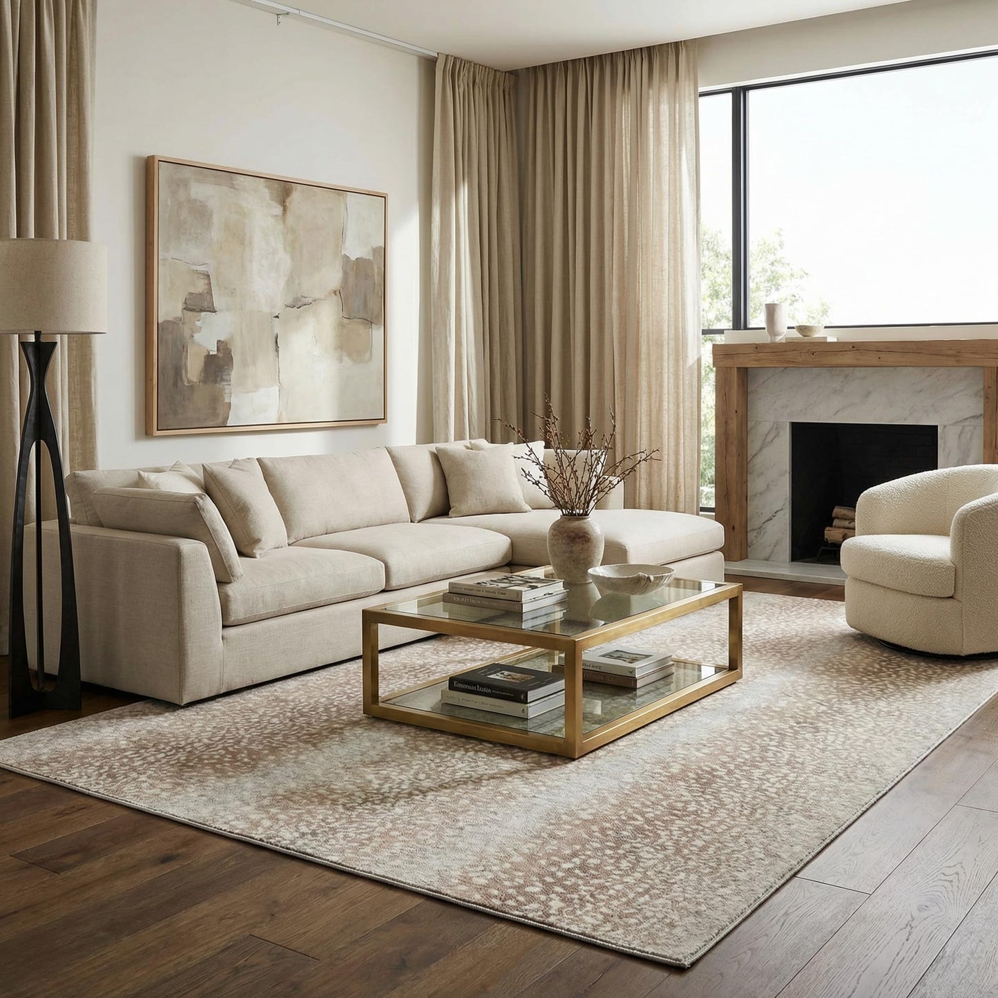 BoutiqueRugs Brown Leopard Contemporary Gray 5x7 Area Rug Ivory Tan Light Slate Animal Print Pointblank Living Room Bedroom Dining Room Home Office Apartment 5'3" x 7'1" Stain Resistant Non-Shedding