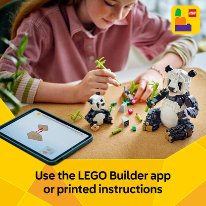 LEGO Creator 3in1 Wild Animals: Panda Family Toy - Transforms into Penguin Figures or Orca Whale Toys - Creative Birthday Gift for 8+ Year Old Girls & Boys - 31165