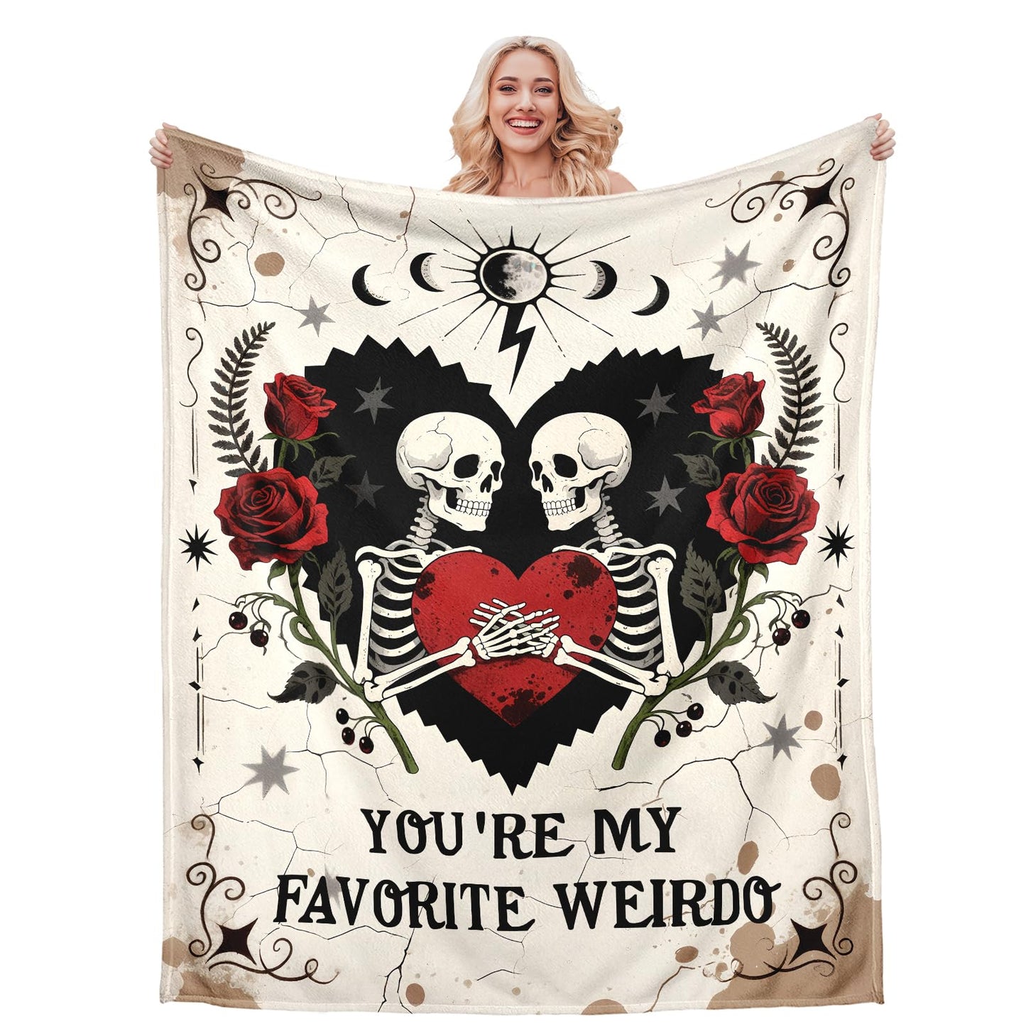 Halloween Skeleton Gifts for Women Men, Halloween Blankets and Throws, Anniversary Day Gifts for Husband Wife, Gift for Boyfriend Girlfriend, Halloweeen Decoration, Soft Skull Gothic Blanket 50" X 60"