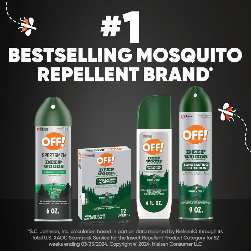 OFF! Deep Woods Insect Repellent Spray - 30% DEET, 6 Oz | Pack of 4 for Mosquito & Tick Protection