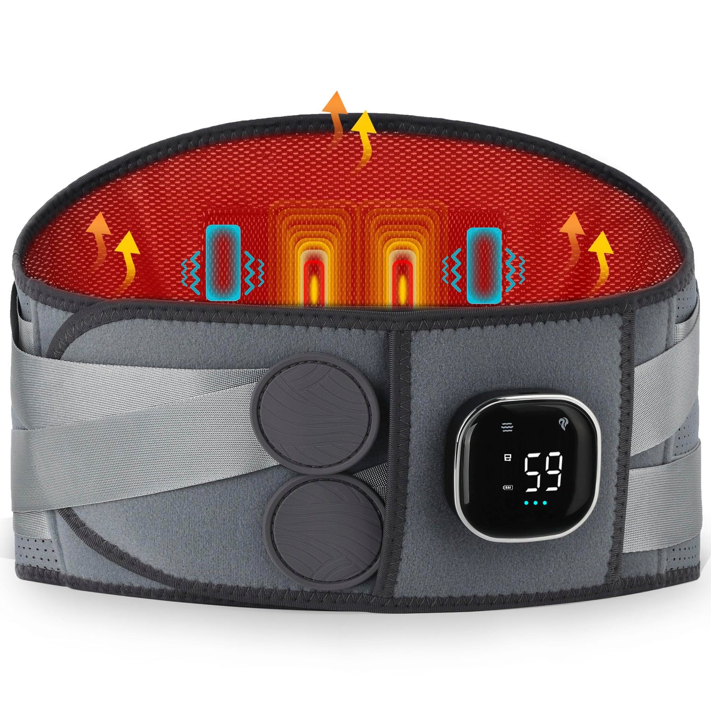 ALLJOY 67" Cordless Heating Pad for Back Pain Relief FSA HSA Eligible, Birthday Gifts for Women Men Mom Dad, Portable Lower Back Massager with 3 Heat 5 Vibration, Lock Screen Supported