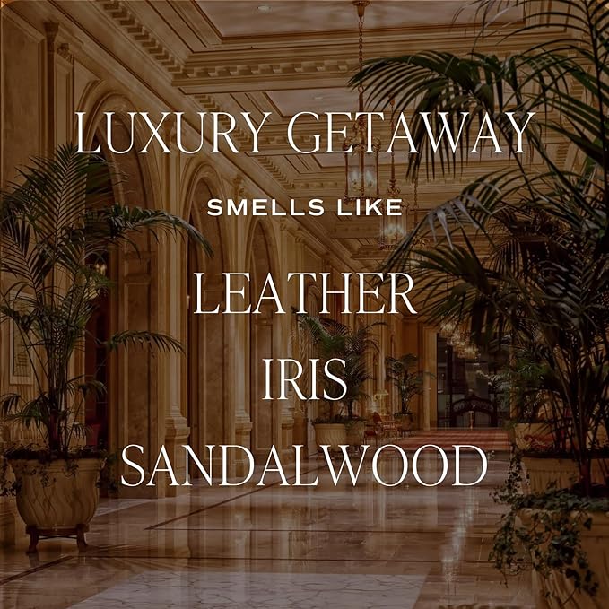 Sweet Water Decor Luxury Getaway Scented Candles - Soy Candles with Lemon, Cedarwood, Cinnamon, Vetiver, Amber & Musk Home Scent - Candle Wax with 50 Hours Burn Time - 11Oz Wood Lid White Jar Candles