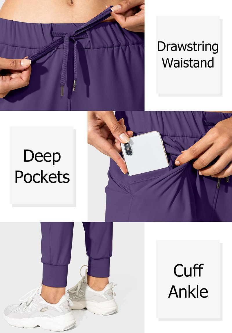 SANTINY Women's Joggers Pants Pockets Drawstring Running Sweatpants for Women Lounge Workout Jogging(Deep Purple_XS)