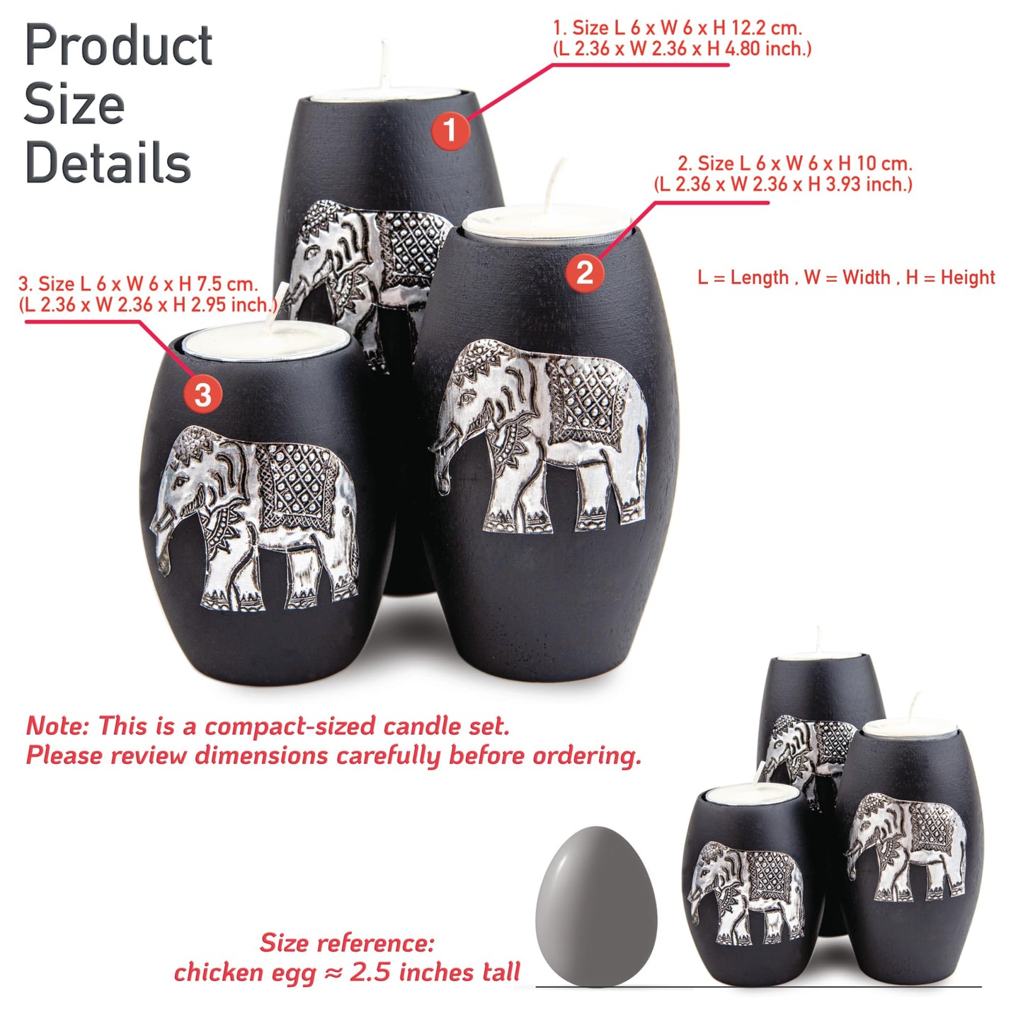 IYARA CRAFT Elephant Tealight Candle Holder Set – 3 Handmade Wood Holders with Tray – Elegant Home Decor & Thoughtful Gift for Mother’s Day, Birthday, Housewarming