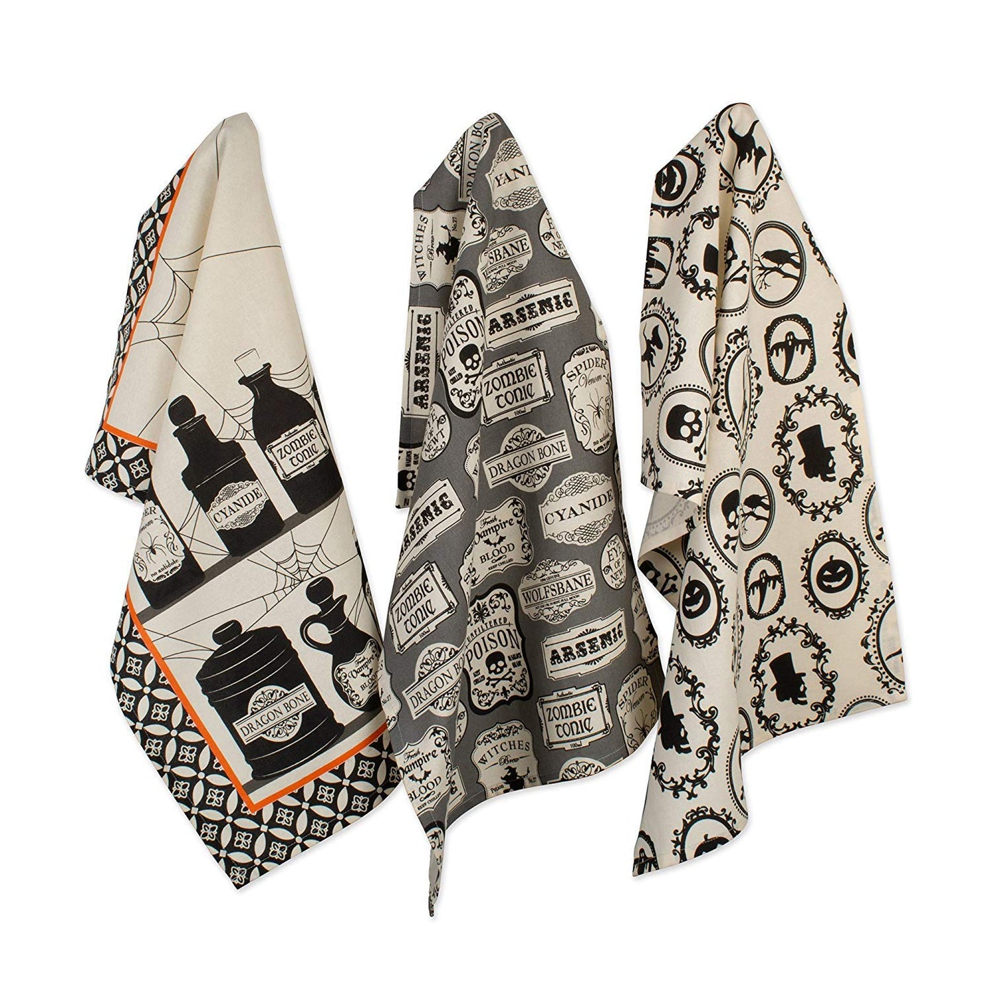 DII Halloween Hand Towels for The Kitchen Decorative Spooky & Fun Cotton Printed Dishtowel Set, 18x28, Hocus Pocus, 3 Count