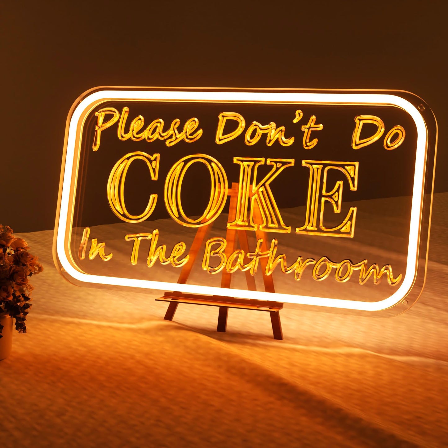 Please Don 't Do Coke in The Bathroom Neon Sign for Wall Decor, Neon Light Sign With Adjustable Brightness, Light Up Sign for Party Decor, Bathroom, Halloween Funny Neon Signs