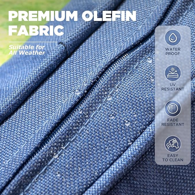 2 Pieces Outdoor Patio Furniture Set-Outdoor Wicker Chairs of 2, All Weather High Back Rattan Chairs 2-Seater with Comfy Cushions for Patio Porch Deck Brown/Blue