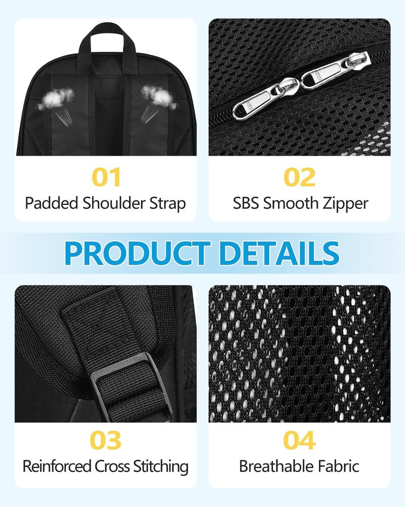 Paxiland Mesh Backpack Lightweight See Through College Student Backpack for Commuting Swimming Travel Beach Outdoor Sports - Black