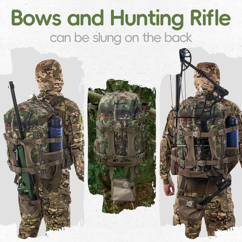 BLISSWILL Hunting Backpack Hunting Day Pack with rifle holder Hunting Gear Accessories gift for men(Forest Canvas)