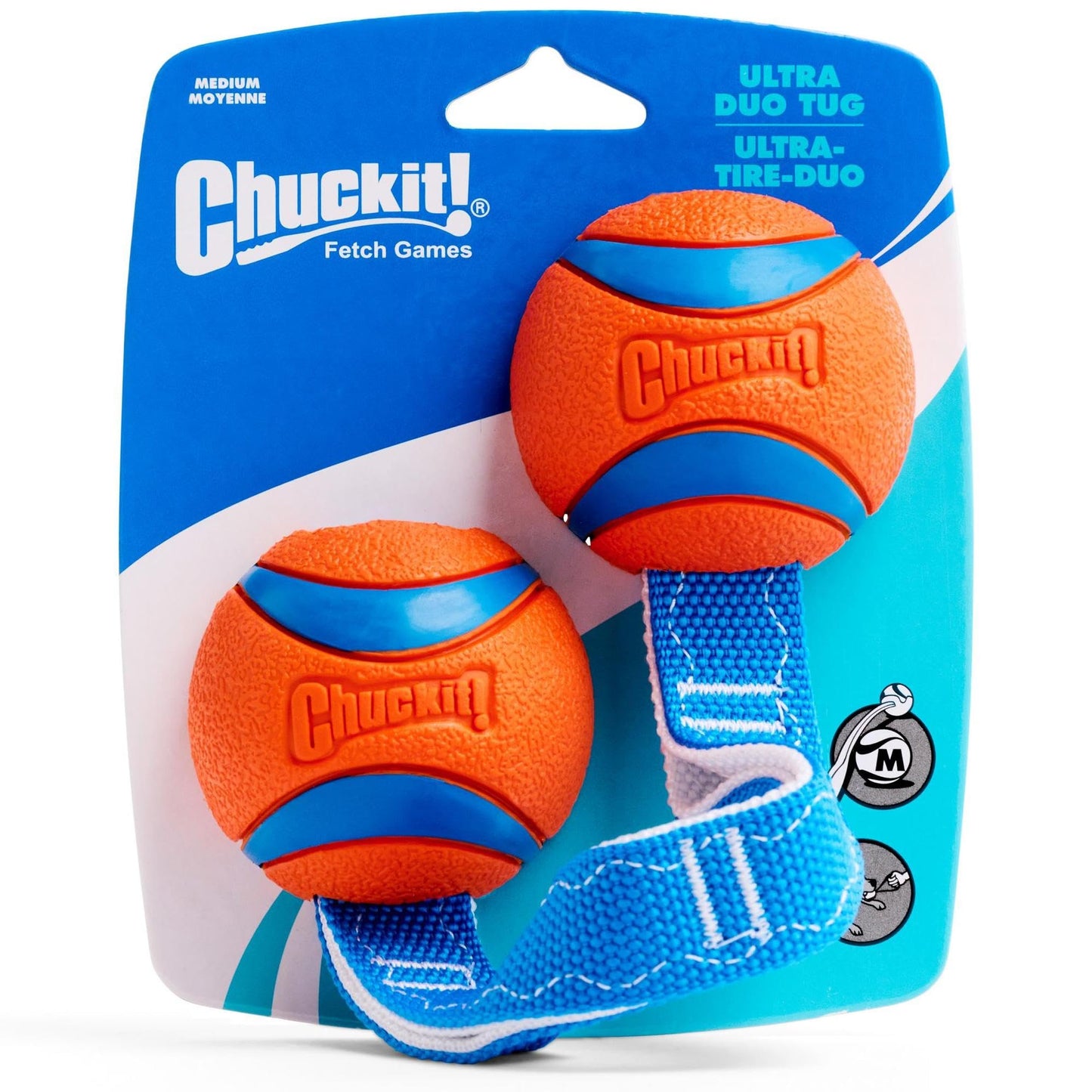 Chuckit! Ultra Tug Duo Dog Toy With Two Rubber Balls Tug Of War Interactive Fetch Toy for Dogs, Medium
