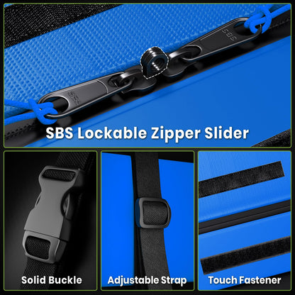 APTY 21 Cubic Feet Car Rooftop Cargo Bag Carrier, Soft Roof Top Luggage Bag for All Vechicles with/Without Racks - with Waterproof Zip, Luggage Lock, Anti-Slip Mat, Storage Bag, Door Hooks, Blue