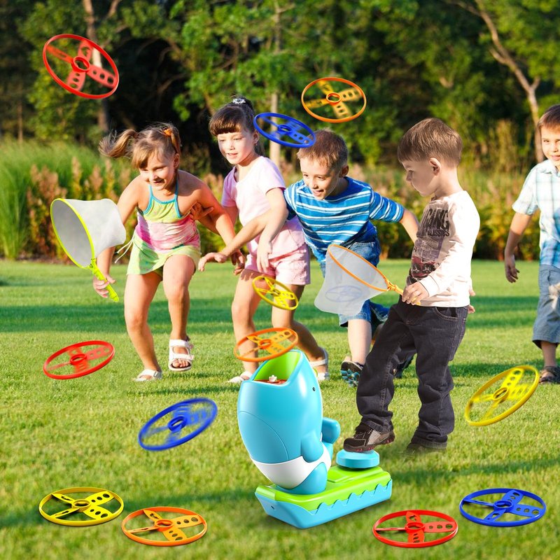 WATUDOU 12 PCS Flying Disc Launcher Outdoor Indoor Game Toys Gifts for 3 4 5 6 7 Year Old Boys Kids, Outdoor Outside Game Toys for Boys Girls Ages 3-5 4-8, Ideal 3 4 5 6 Year Old Birthday Gifts