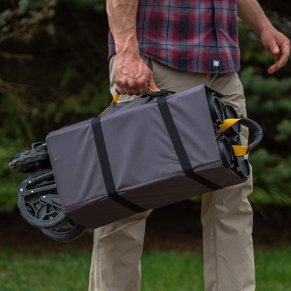Gorilla Carts 7 cu ft 185L Capacity Foldable Festival Wagon Collapsible Durable All Terrain Utility Pull Camping Wagon with Oversized Bed and Built-in Cup Holders, Garden Trolley Black Load up to 70kg