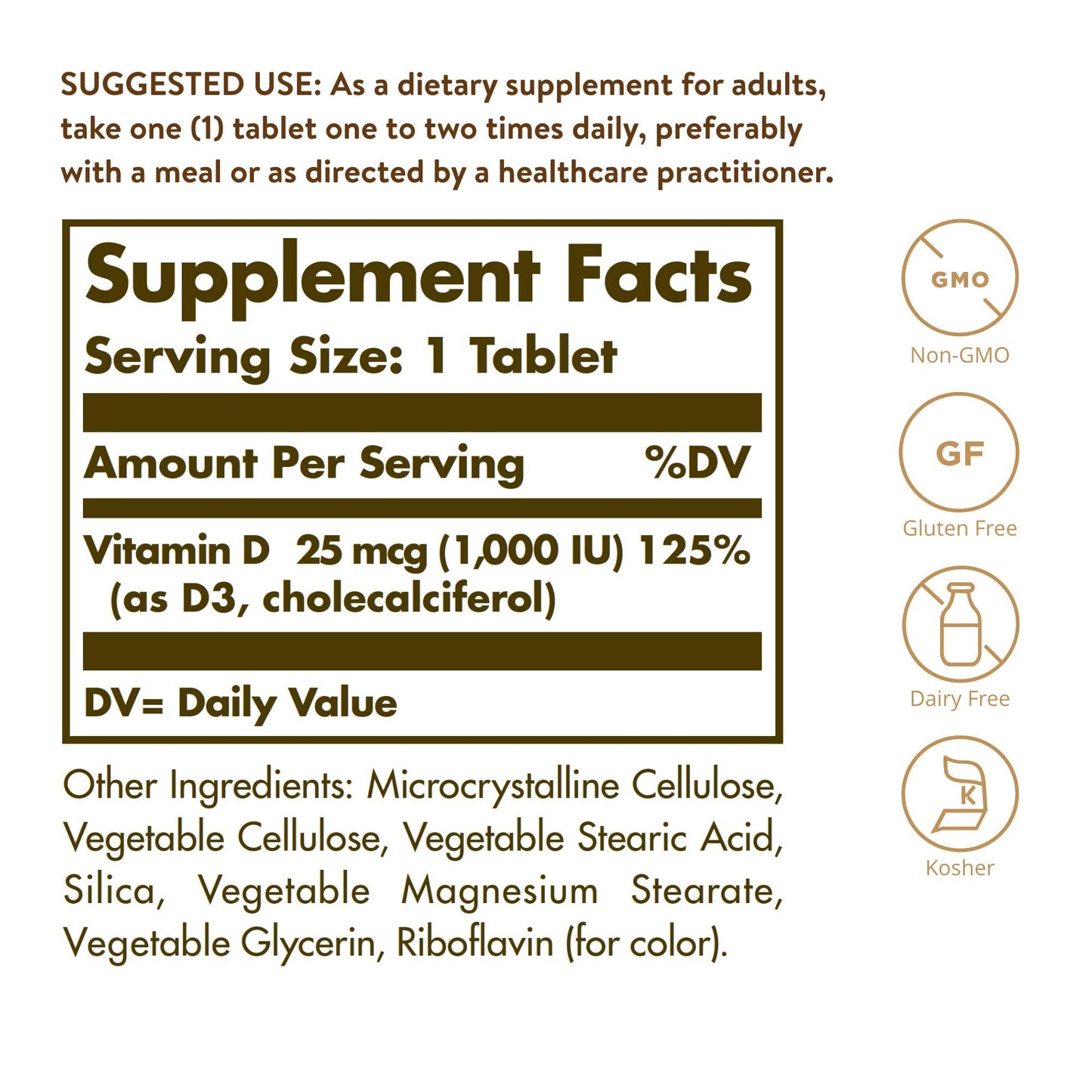 Solgar Vitamin D3 (Cholecalciferol) 1000 IU (25 µg) Tablets - Food Supplement, Pack of 180 Capsules - For Healthy Bones, Teeth and Muscle Function - Supports Immunity - Gluten Free