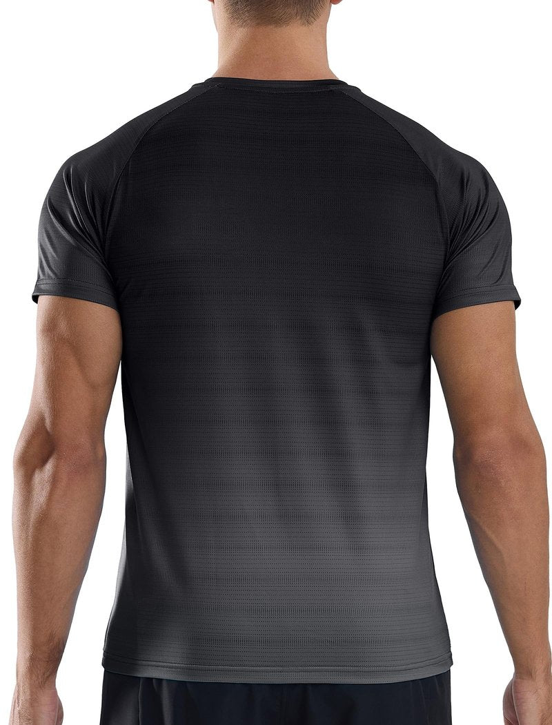 Men's Athletic Running T-Shirts Quick Dry Gym Workout Shirts Moisture Wicking Short-Sleeve Lightweight Sports Tee Tops Performance Activewear Black XL