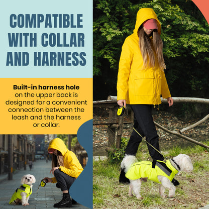 DOGOPAL Dog Raincoat - Waterproof, Lightweight Dog Rain Coat for Small, Medium, and Large Dogs with High Visibility Reflective Straps and Harness Hole (Yellow, M)