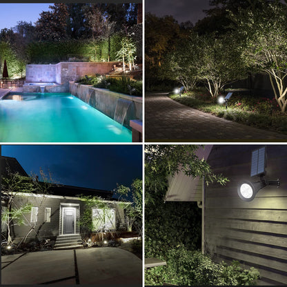 T-SUN 2 Pack LED Solar Spotlight, Waterproof Outdoor Security Garden Landscape Lamps, 180°Angle Adjustable,Daylight 6000K, Auto-on at Night/Auto-Off by Day for Tree, Yard,Lawn,Pathway