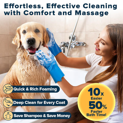 Augwind 6PCS Pet Grooming Kit | Dog Washing Gloves | Dog Bath Brush | Dog Bath Gloves | Dog Shampoo Brush | Pet Grooming Gloves | Cat Bathing Supplies | Dog Bath Supplies (Navy Blue)