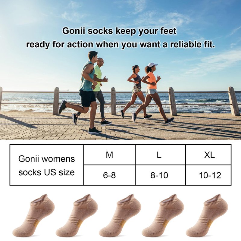 Gonii Ankle Socks Womens Running Athletic No Show Socks Cushioned 5-Pairs Nude