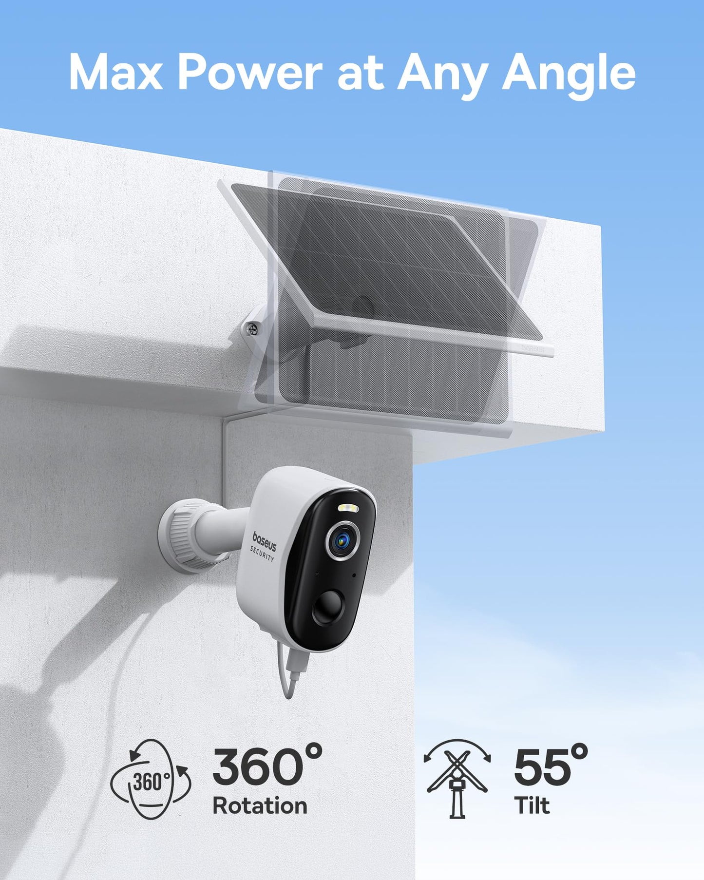 Baseus Solar Security Cameras Wireless Outdoor, N1 2-Cam Kit with Solar Panel 3W, 2K Color Night Vision Camera for Home Security, Solar-Powered, IP67, No Monthly Fee, 16TB Expandable Local Storage