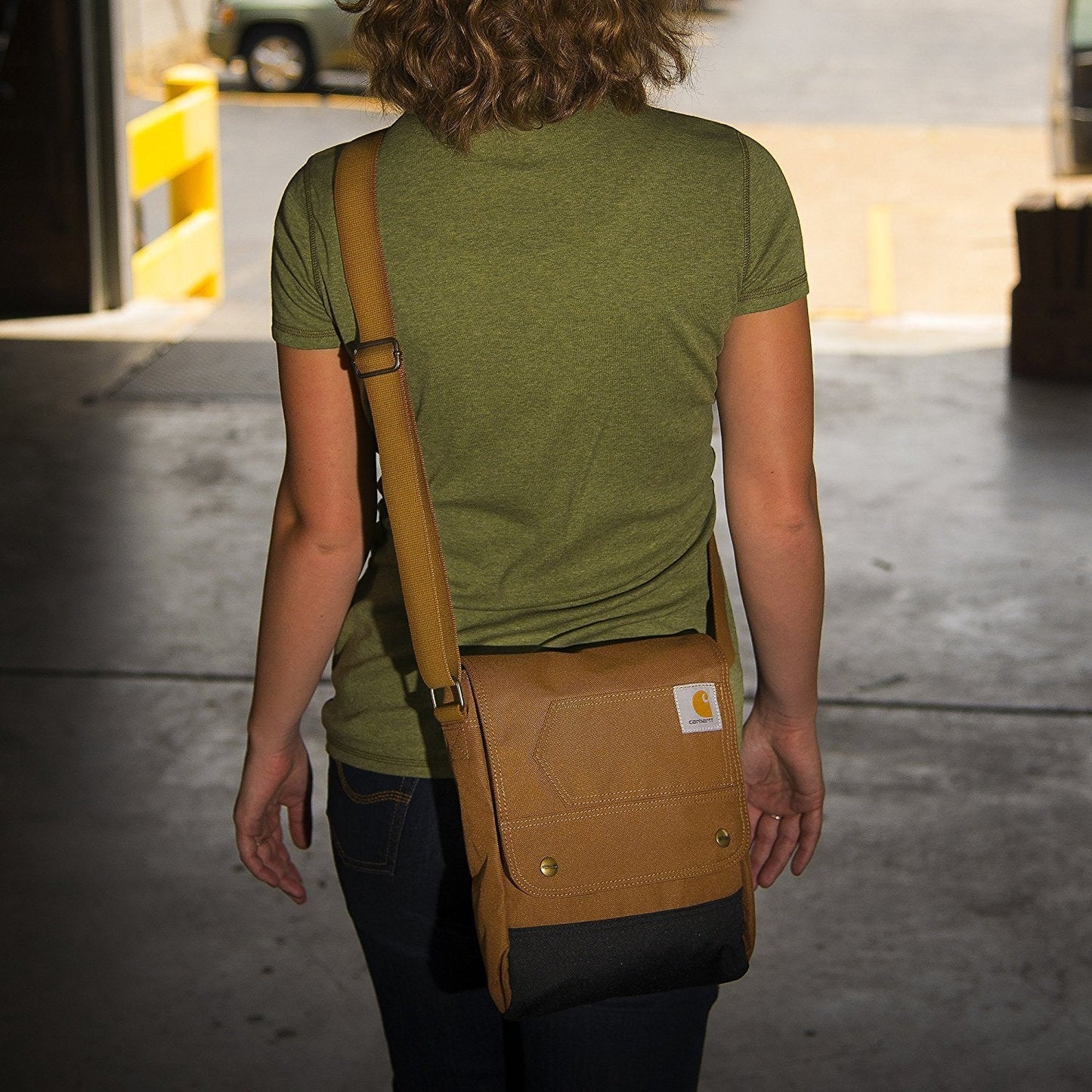 Carhartt, Durable, Adjustable Crossbody Bag With Flap Over Snap Closure, Brown