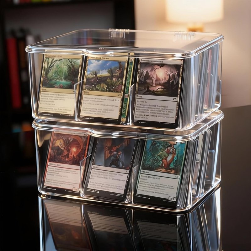 MTG Card Storage Box - 2 Pack Large Acrylic Organizer for 4200+ Trading Cards | Removable Dividers