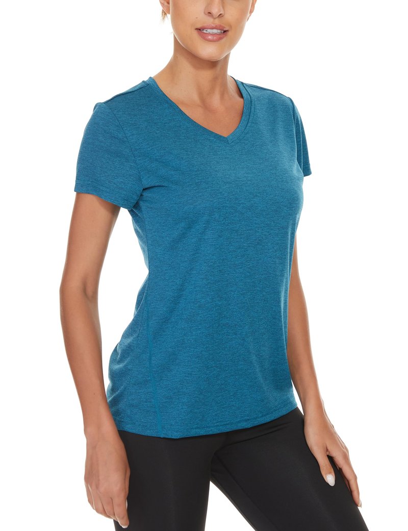 MAGCOMSEN 2 Pack Short Sleeve Workout Tops for Women V Neck Moisture Wicking Athletic Tee Fitted Gym Yoga T Shirts