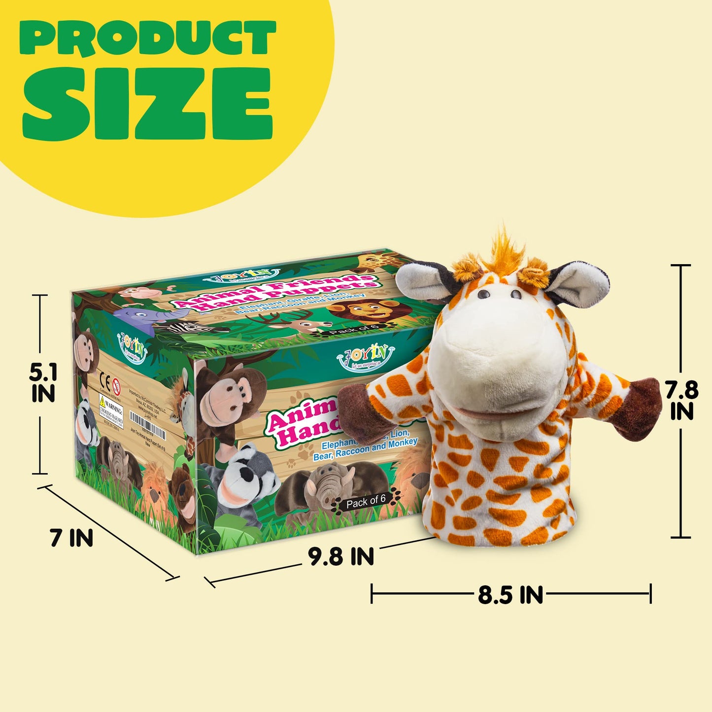 JOYIN Animal Friends Deluxe Kids Hand Puppets with Working Mouth (Pack of 6) for Imaginative Play, Show Theater, Easter/Birthday Party Supplies