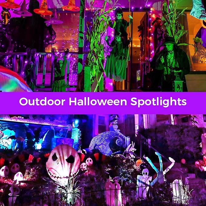 Christmas Halloween Outdoor Spot Lights RGB Spotlight 12W Color Changing Landscape Lights for Tree Yard Garden, 120V Waterproof Landscape Outdoor Spotlight with Remote Control (2 Pack)