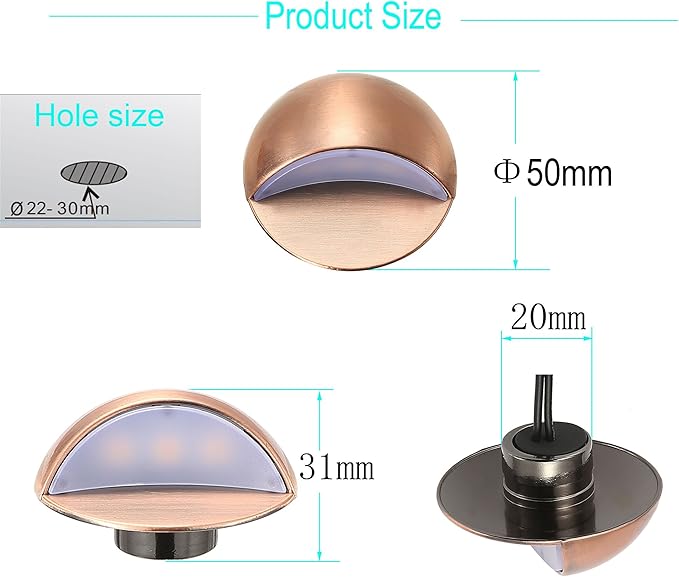 FVTLED LED Deck Lights Kit, Pack of 20 Low Voltage Step Stair Lights Φ1.97 Outdoor Garden Yard Recessed Landscape Pathway Warm White LED Deck Lighting, Bronze