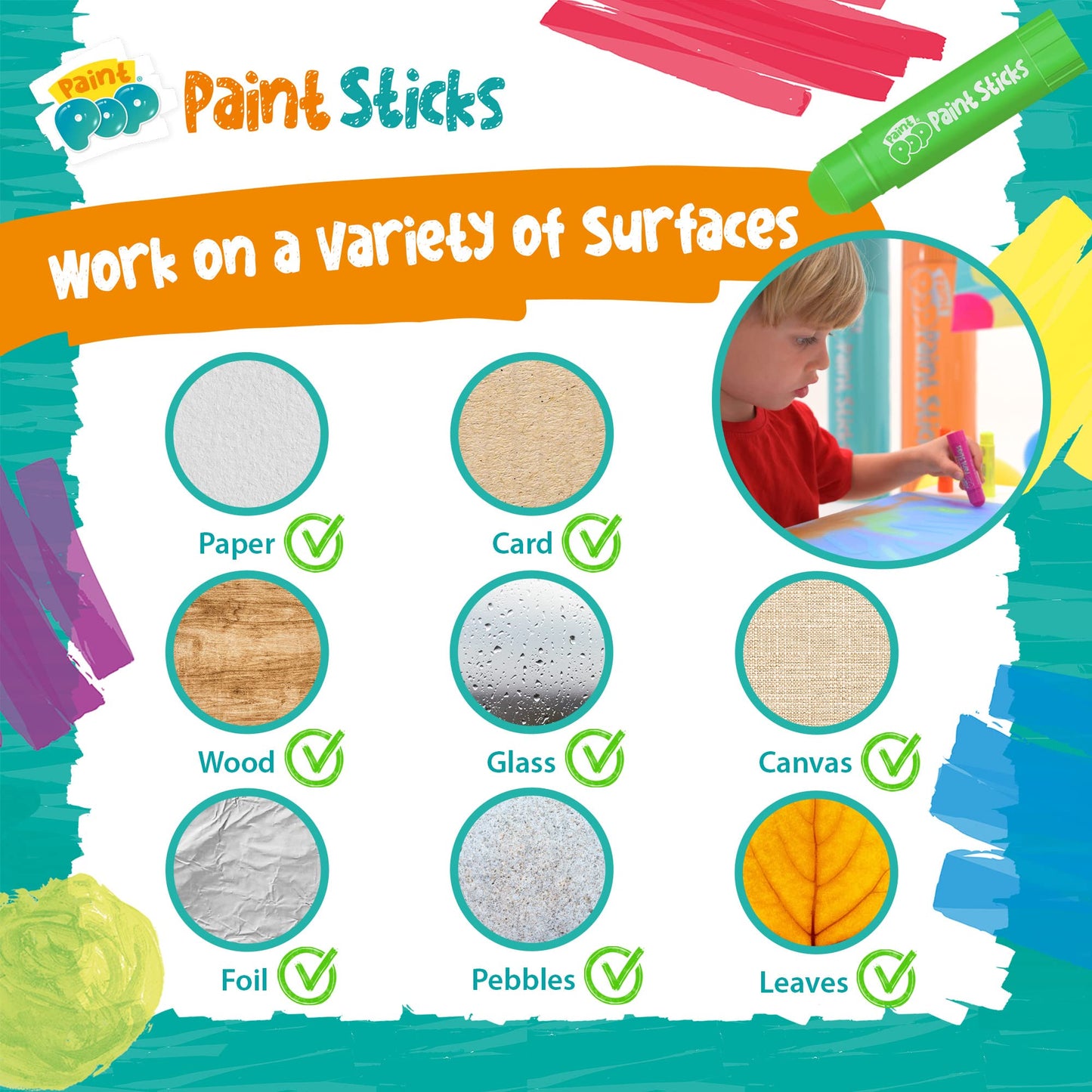 Paint Pop Paint Sticks For Kids - 30 Pack Assorted Colours & Giant Storage Tube - Twist & Paint, Mess-Free, Fast Drying Action, Easy Clean Up, Vibrant Colours, Multi-Surface,0.5 Liters