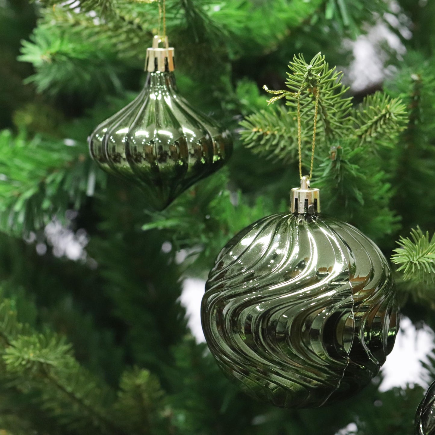 Christmas Ornaments Set with 36pcs Shatterproof Christmas Tree Decorations Multi-Size Christmas Ball Ornaments with 7 Styles Dark Green