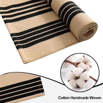 OJIA Fall Front Door Mat Outdoor 24''x35'' Washable Front Door Rug Entry Rug Indoor Outdoor Rugs Halloween Doormat Cotton Woven Striped Small Area Rugs for Porch/Bathroom/Farmhouse/Home Entrance