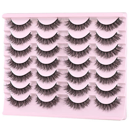 FARRED Natural Lashes Short Eyelashes Wispy False Mink Lash Pack 14 Pair Natural Look Fluffy Cat Eye Strip Eyelash Small Fake Lashes Full Pestañas Sets for MUA and Beginners Daily Makeup (F1 | 8-14mm)