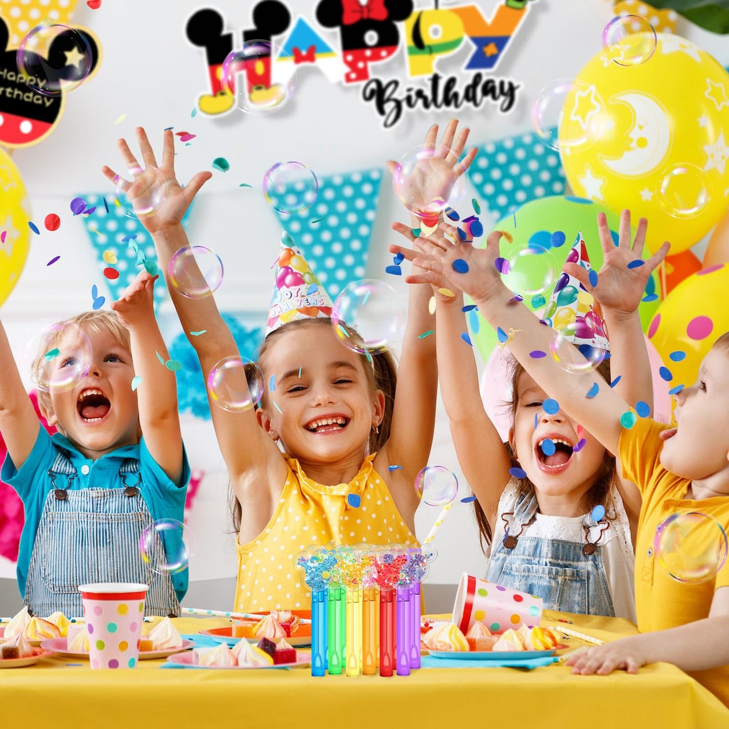 AFZMON 24 Glitter Mouse Ear Bubble Wands for Kids, Mouse Party Favors Mini Bubbles Birthday Gift Toy Goodie Bag Stuffers Classroom Prizes Wedding Party Supplies