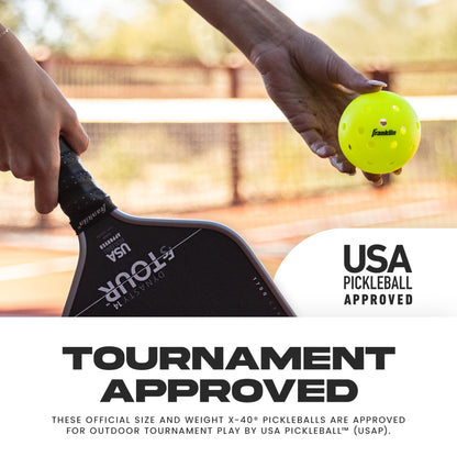 Franklin Sports Outdoor- X-40 Pickleball Balls - USA Pickleball (USAPA) Approved - 3 Pack Outside Pickleballs - Optic Yellow - US Open Ball